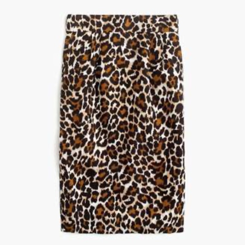 NWT J.Crew Linen Pencil Skirt in Leopard Print - Picture 3 of 7